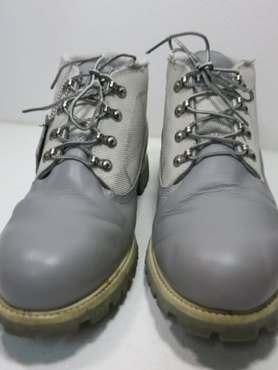 Timberland Men\'s Boot Style 28008 Grey Silver Leather Canvas Footwear Sz 13 M main image 4